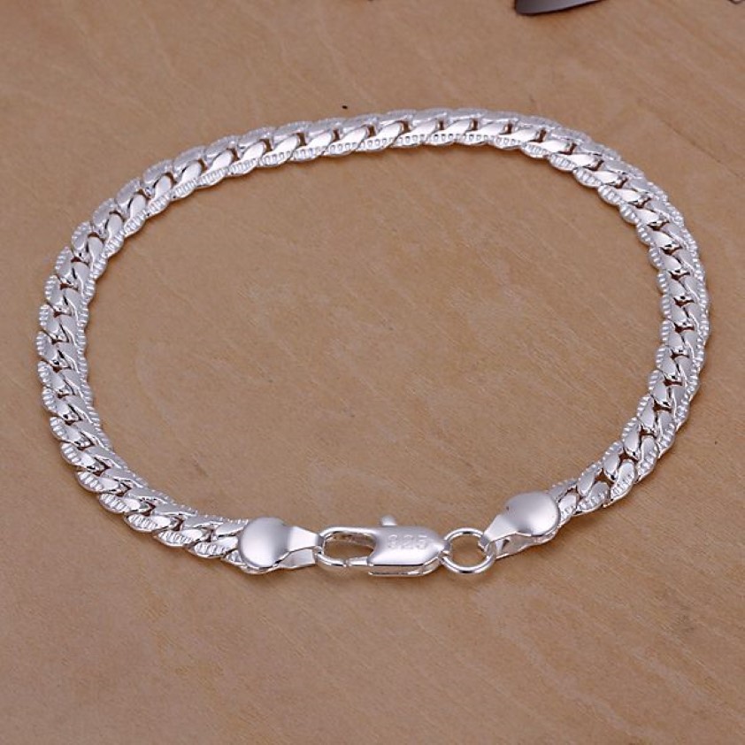 Men's 5mm 20cm 925 sterling silver chains bracelets bangles H199338W