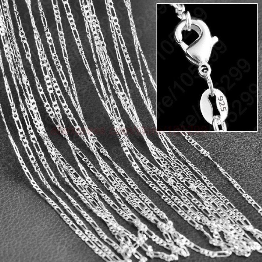 10 pièces 2mm Figaro chaîne 925 bijoux en argent Sterling chaînes de collier avec fermoirs à homard taille 16 18 20 22 24 26 28 30 pouces 3180