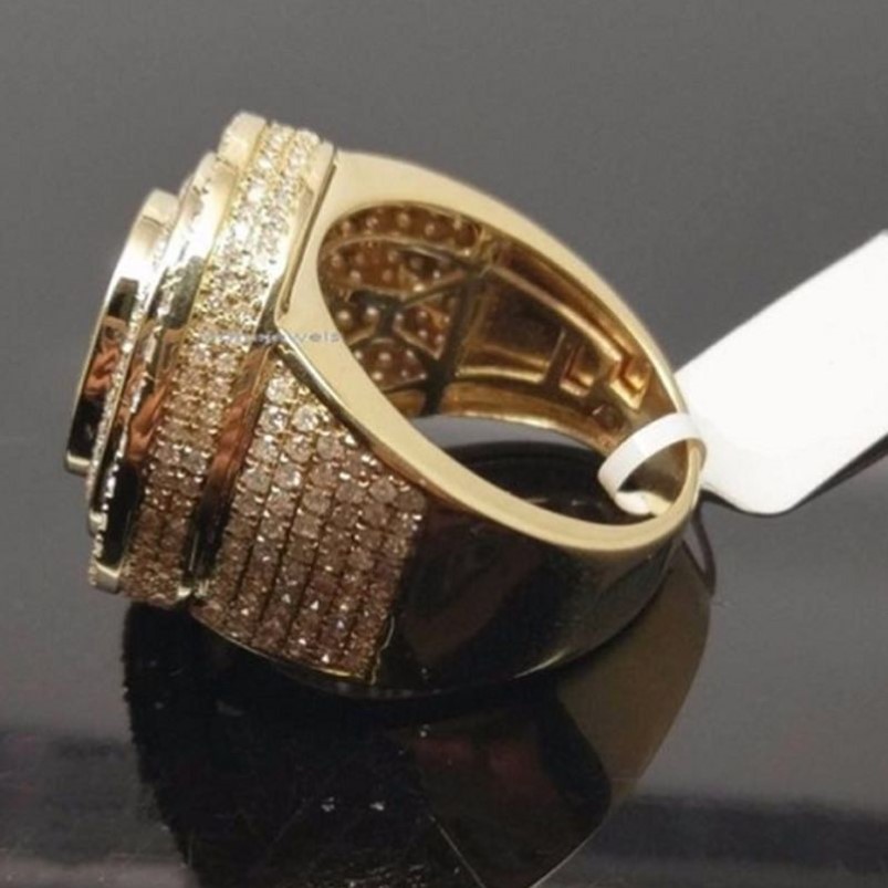 Nieuwe Vergulde Diamanten Ring Voor Mannen Mode Mode Zakelijke Ringen Mannen Verlovingsringen Hand Sieraden Whole298k