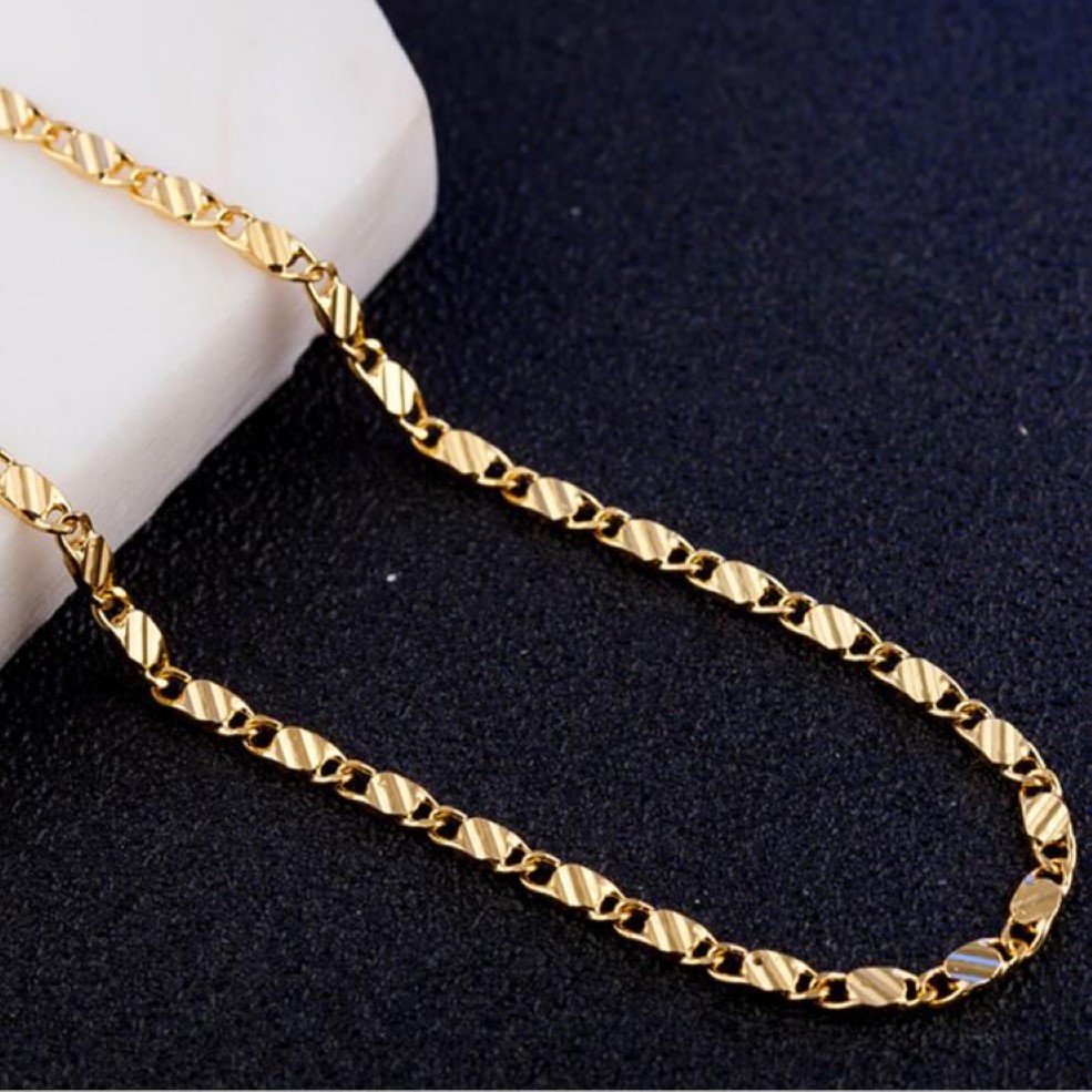 SMTCAT 2MM Slim Women Men 585 Gold Color Necklace Colar de Ouro Link Chains 16 18 20 22 24 Factory J261E