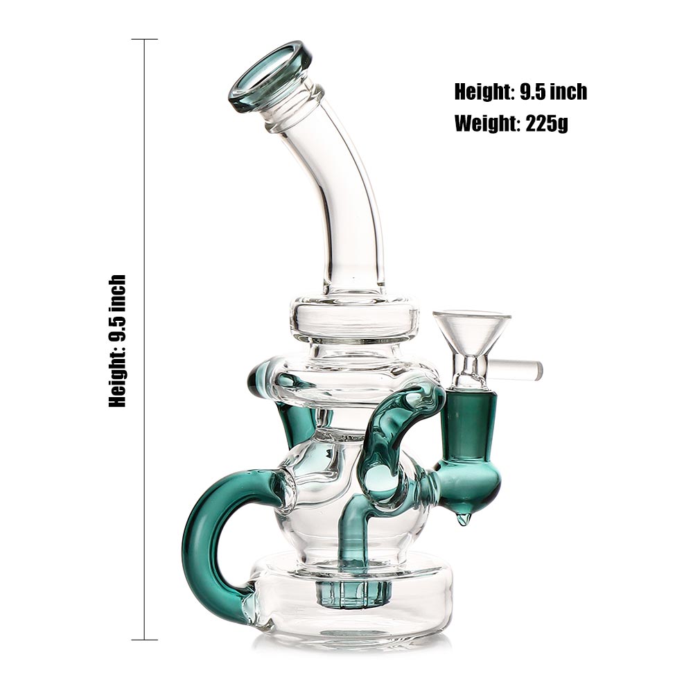 Glass Hookah Recycler Bong Hoahs 9,5 cala Rury wodne Rury wodne oleju platformy bąbelkowe z miską 14 mm