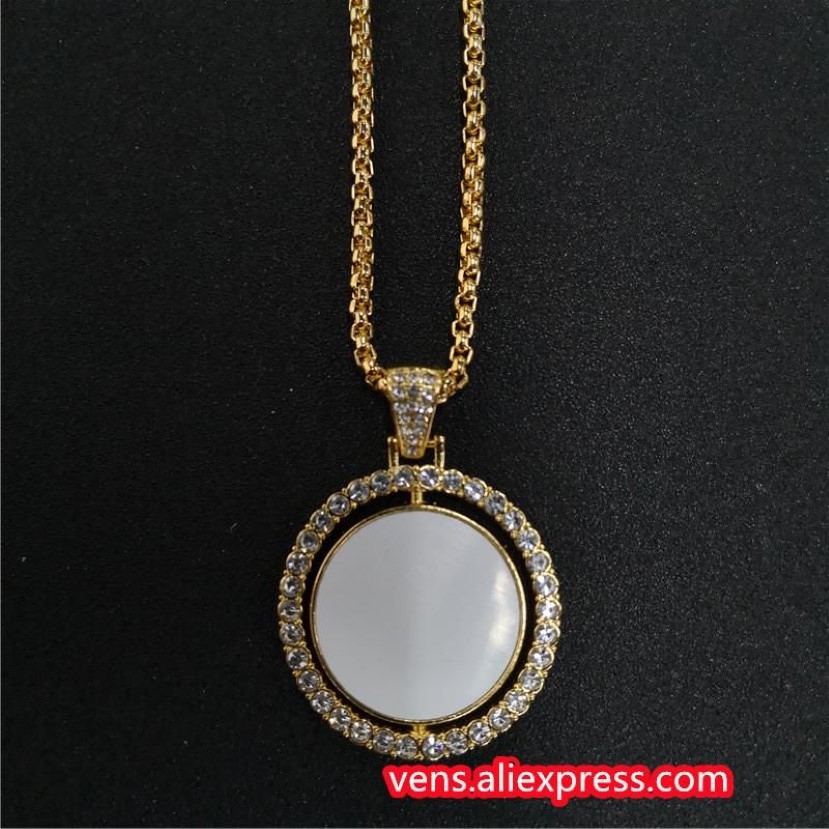 Pendentifs Colliers Sublimation Vierge Forme Ronde Pendentifs Transfert Impression Bijoux Consommables Recto Verso lotPendant318O