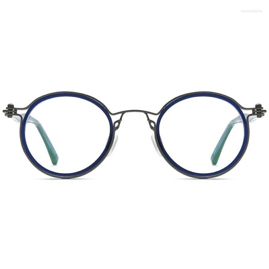 Lunettes de soleil Cadres Titanium Acétate Optique Lunettes Cadre Homme Marque Rétro Vintage Ronde Lunettes Femmes Prescription Spectacles My265g