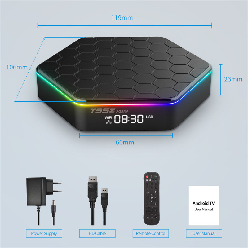 T95Z Plus Android 12 Smart TV Box Allwinner H618 16G 32G 64G Support 6K Video 4K Quad Core Cortex A53 BT Voice Media Player Set Top Box