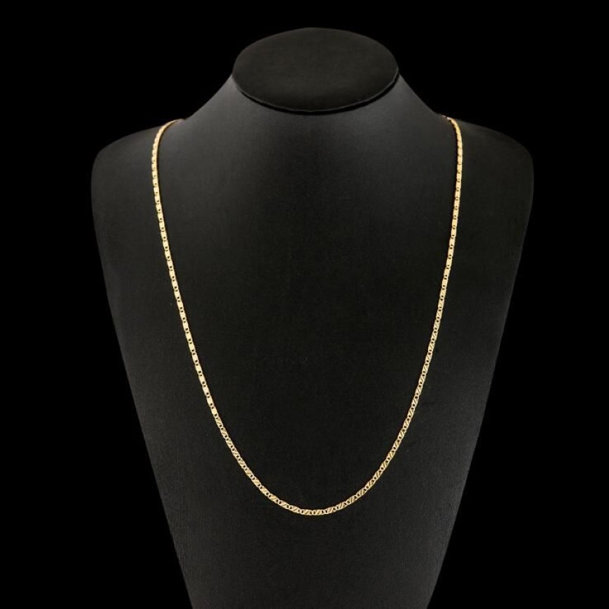 SMTCAT 2MM Slim Women Men 585 Gold Color Necklace Colar de Ouro Link Chains 16 18 20 22 24 Factory J261E