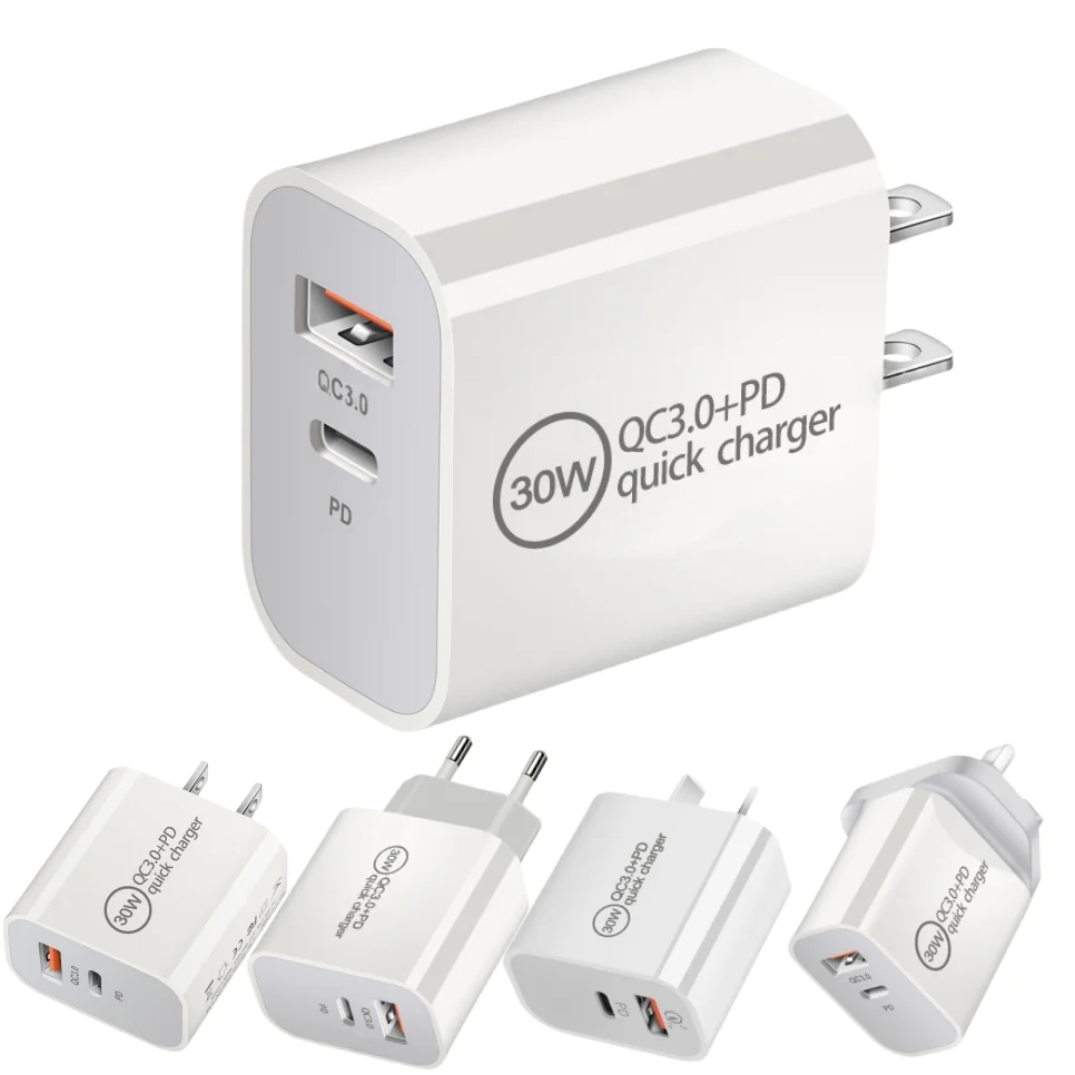 25W PD Typ USB C QC3.0 Dual Port Schnellladegerät PD 20W Typ-C USB QC 3.0 Schnelllade-Reiseadapter für iPhone Samsung