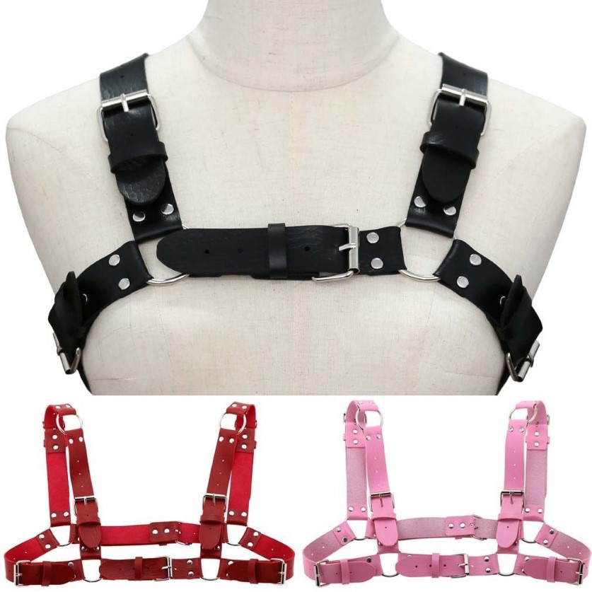 Frauen Männer Sexy Punk Brust Harness Einstellbare Caged Metall Körper Kette PU Leder Halsband Aussage Halskette Party Clubwear215o