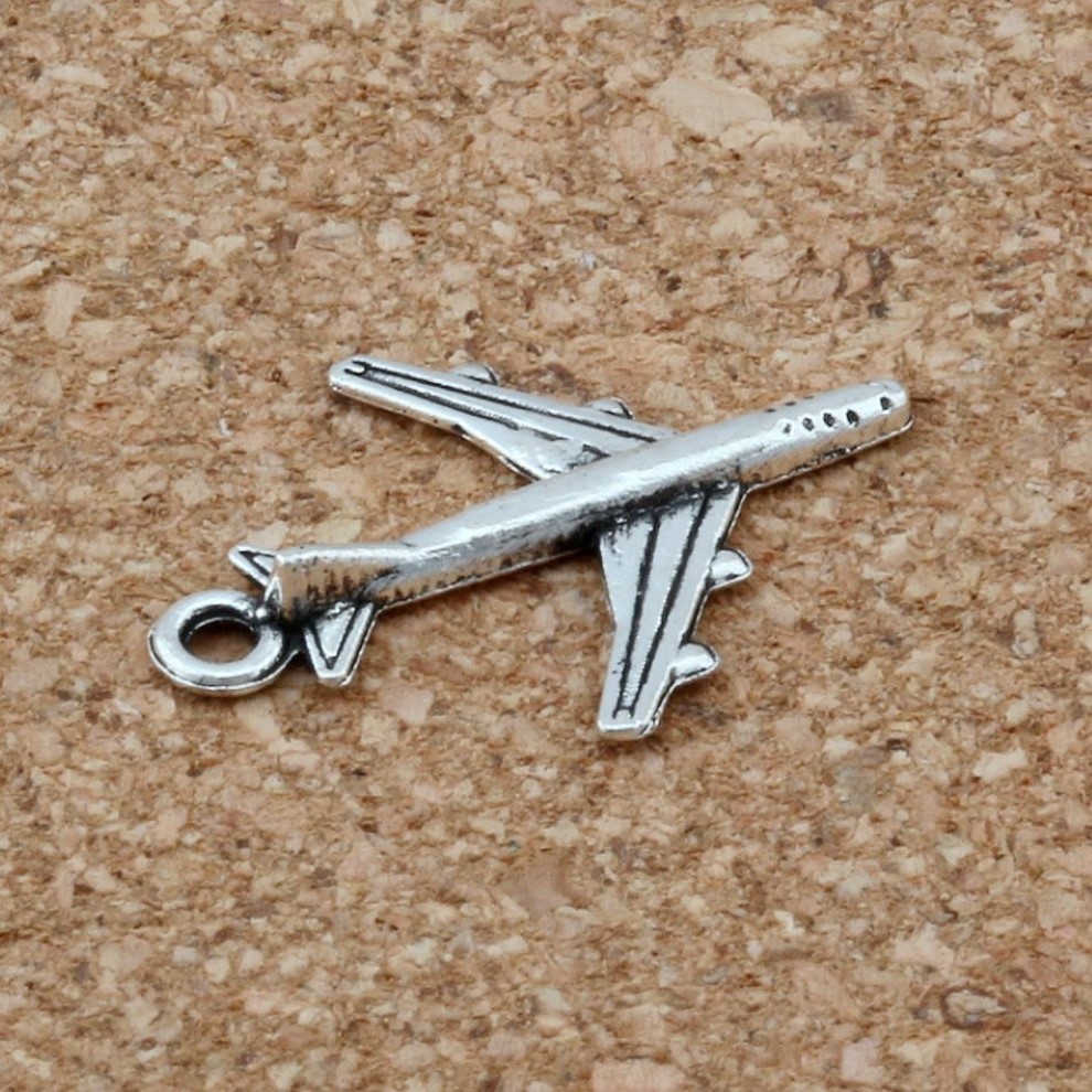 Legierung Flugzeug Charms Anhänger für Schmuckherstellung Armband Halskette DIY Zubehör 16x22mm Antik Silber 200St A-1152614