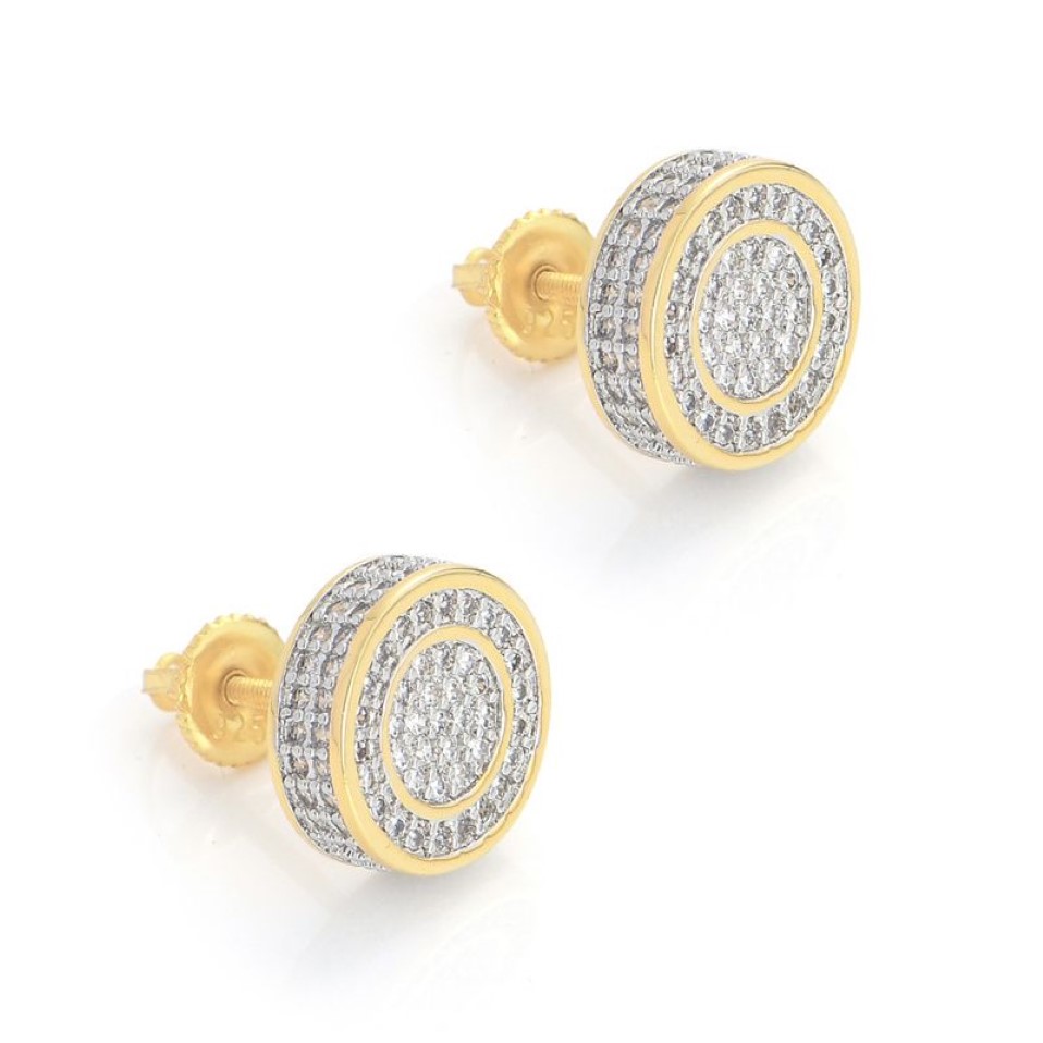 Pendientes unisex para hombres y mujeres, pendientes chapados en oro blanco amarillo con circonita brillante, pendientes de diamantes simulados para hombres y mujeres, bonito regalo 2365