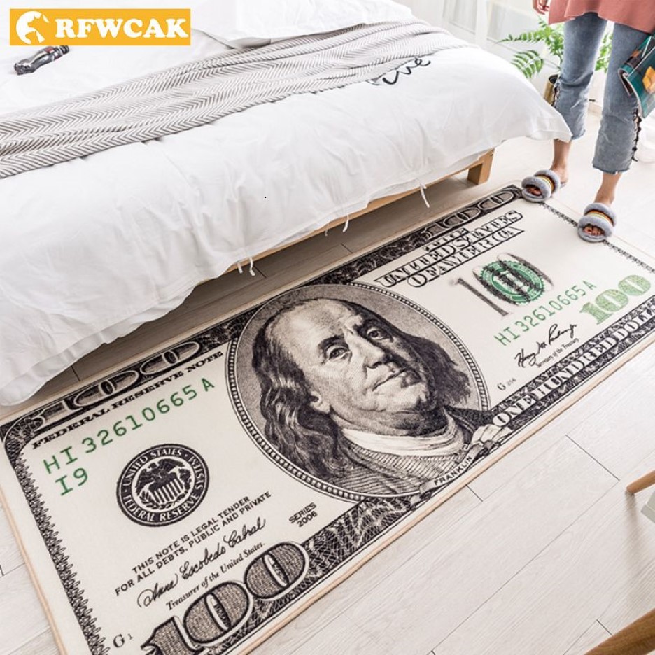 RFWCAK Kreative USA Dollar 3D Teppich Für Wohnzimmer Bereich Teppich Boden Matte Nacht Flur Fußmatte Kinder Schlafzimmer Teppich Dekoration hause Y282L