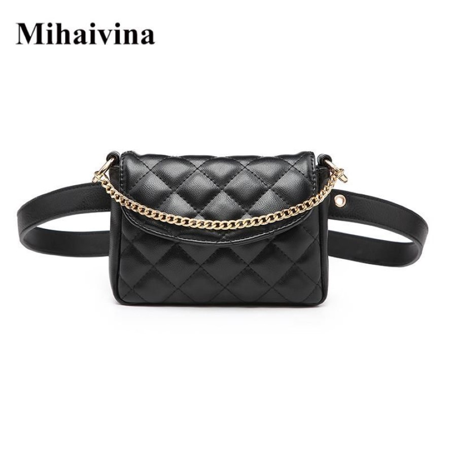 Sacos de cintura Mihaivina Mulheres Saco Moda Feminino Cinto Cadeia Dinheiro Fanny Pack PU Couro High Pants285H