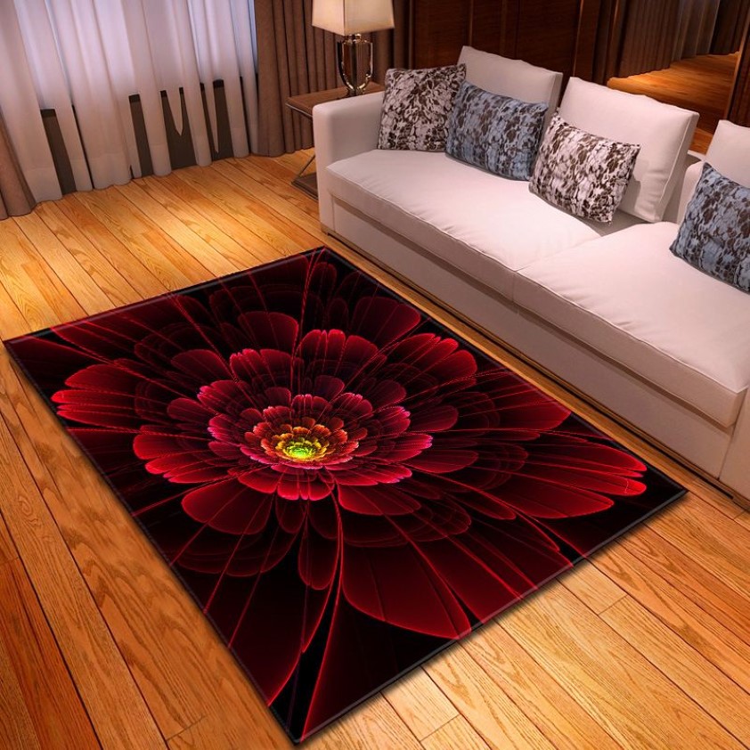 3D Big Flower Carpet Home Living Room Carpet Bedroom Red Rose Pattern Baby Room Decoration Soft Door Mat293N