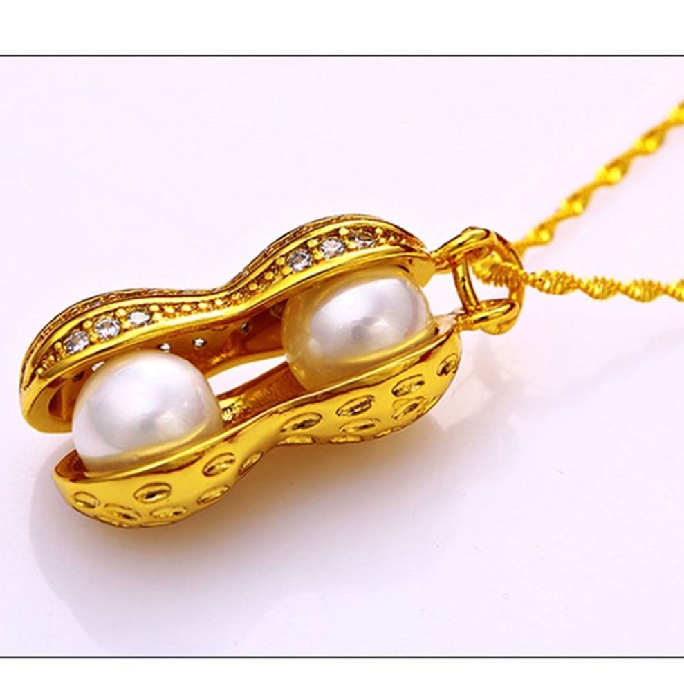 Chaîne à pendentif en forme d'arachide pour femmes, en or jaune 18 carats, bijoux tendance, cadeau 223q