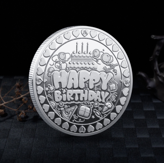 Pièce de Collection porte-bonheur joyeux anniversaire, pièces commémoratives, cadeau de joyeux anniversaire, médaille de bonne chance et de bonheur