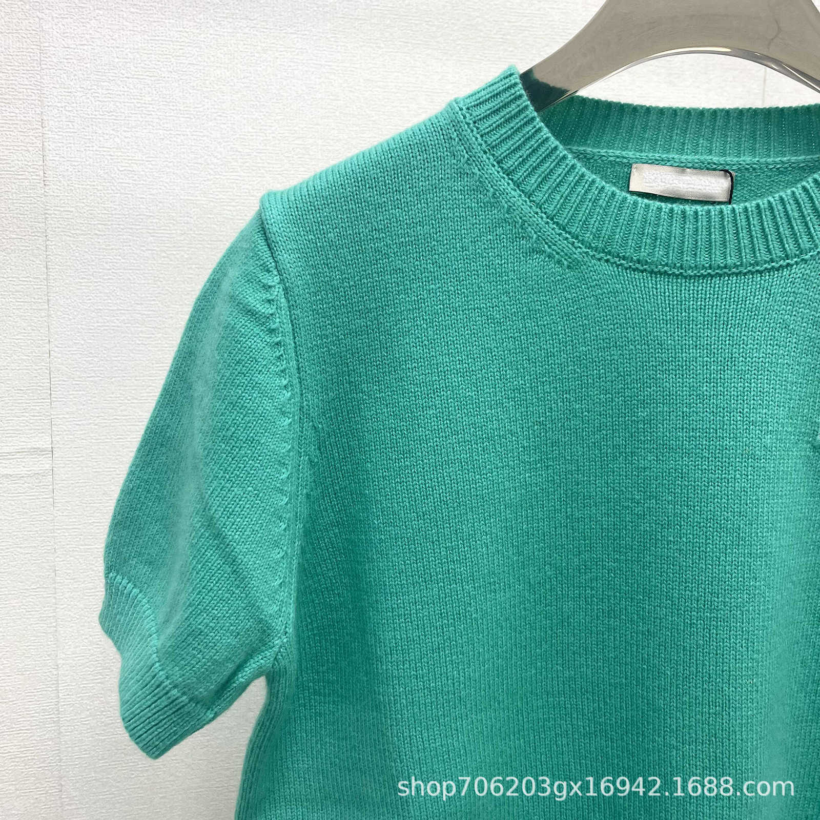 Women's Knits & Tees designer brand High Quality Fashion Versatile Little Fragrant Style Celebrity Round Neck Short Sleeve Wool Knitted Pullover Top EP0H