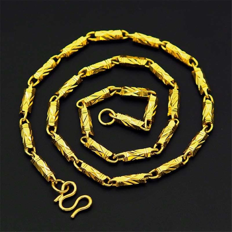 24-krotny złoty sześciokątny łańcuch sześciokątny kolorowy złoty bambusowy naszyjnik z Wietnamem Złoty naszyjnik 191B