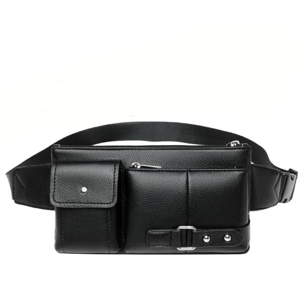 Sacs de taille Fanny Pack noir étanche, sac de ceinture d'argent pour hommes, portefeuille de voyage pour adolescents, Sports de plein air 304Q