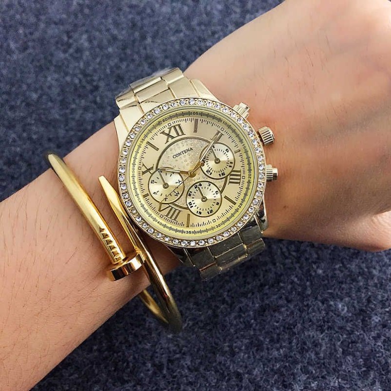 Geneva Classic Luxury Quartz Women Watches Fashion Female Clock Reloj Mujer Silver Diamonds Ladies Wristwatches 210707211T