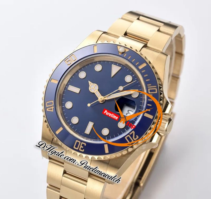 41mm 126618 VR3235 Automatisk herrklocka Clean CF Yellow Gold Ceramics Bezel Blue Dial 904L Steel Armband Super Edition Samma seriella garantikort PURETIME STARBUCKS