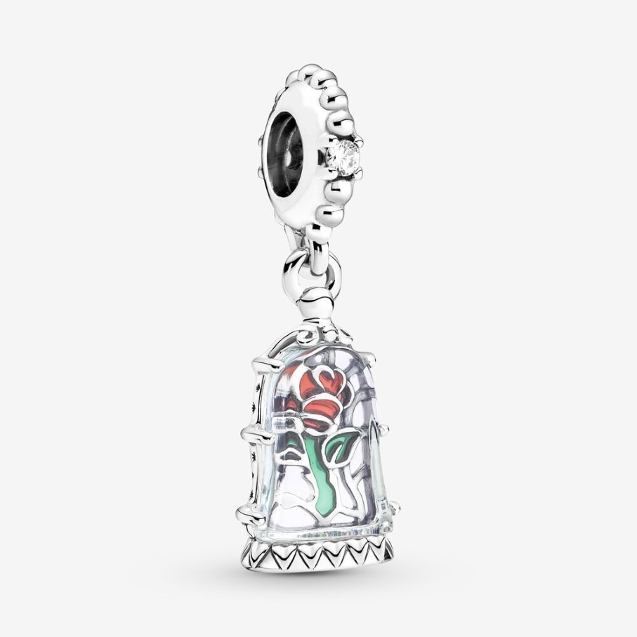 100% 925 Sterling Silver Enchanted Rose Dangle Charm Fit Original European Charms Bracelet Mode Femmes Mariage Fiançailles Jewelr2250