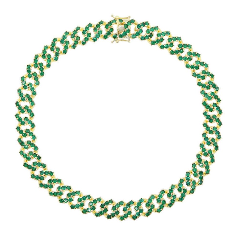 Fashion 5a Zircon Round Crystal cz paved tennis cuban Choker Necklace for Women Females Green Color CZ hip hop Jewelry Gifts X05092769