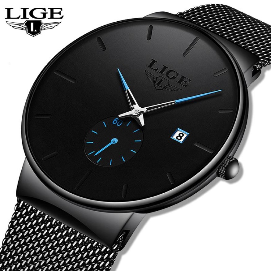 LIGE Mens Relógios Top Marca de Luxo Homens Moda Negócios Relógio Casual Analógico Quartz Relógio de Pulso À Prova D 'Água Relogio masculino C258s