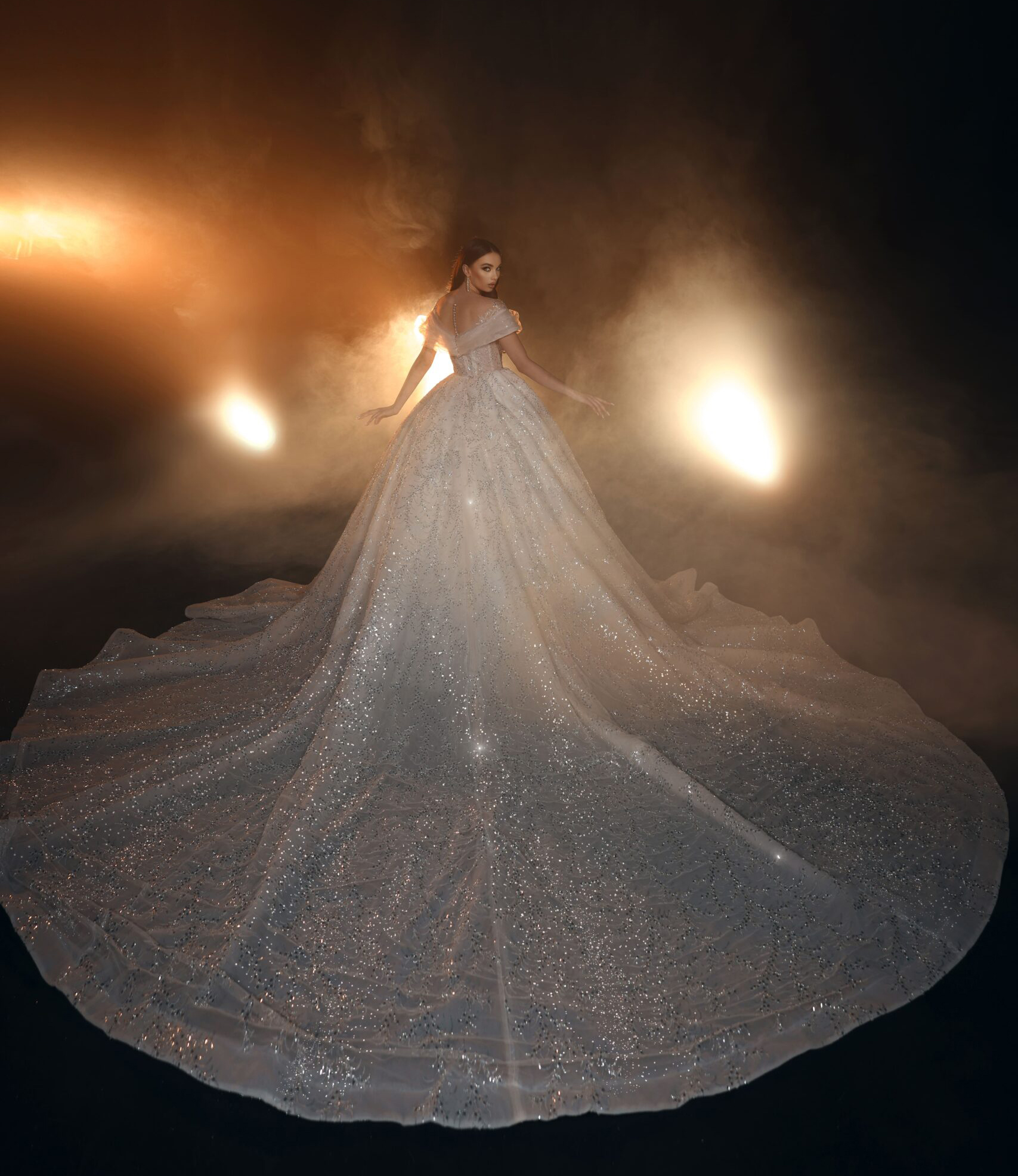 Великолепное женское свадебное платье трапециевидной формы с прозрачным вырезом без рукавов, свадебные платья с блестками и шлейфом, платье на заказ, свадебные платья de novia