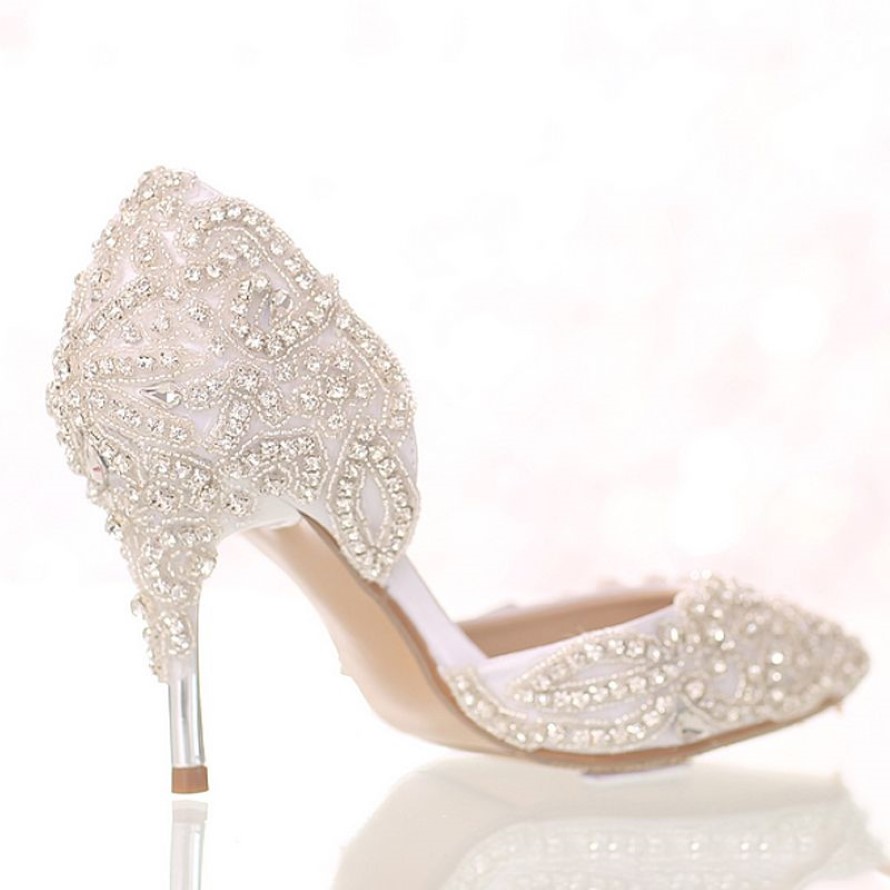 Nova chegada strass cristal sapatos de casamento costura sapatos de noiva apontou toe salto alto lindo festa de formatura sapatos da dama de honra shoe205i