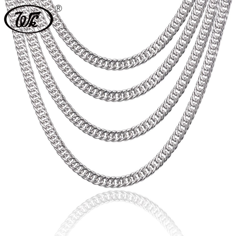 WK натуральное серебро 925 пробы, кубинское бордюрное мужское ожерелье-цепочка, мужские цепочки в стиле хип-хоп, 5 мм, 6 мм, 7 мм 18, 20, 22 дюйма W9 NM0032015