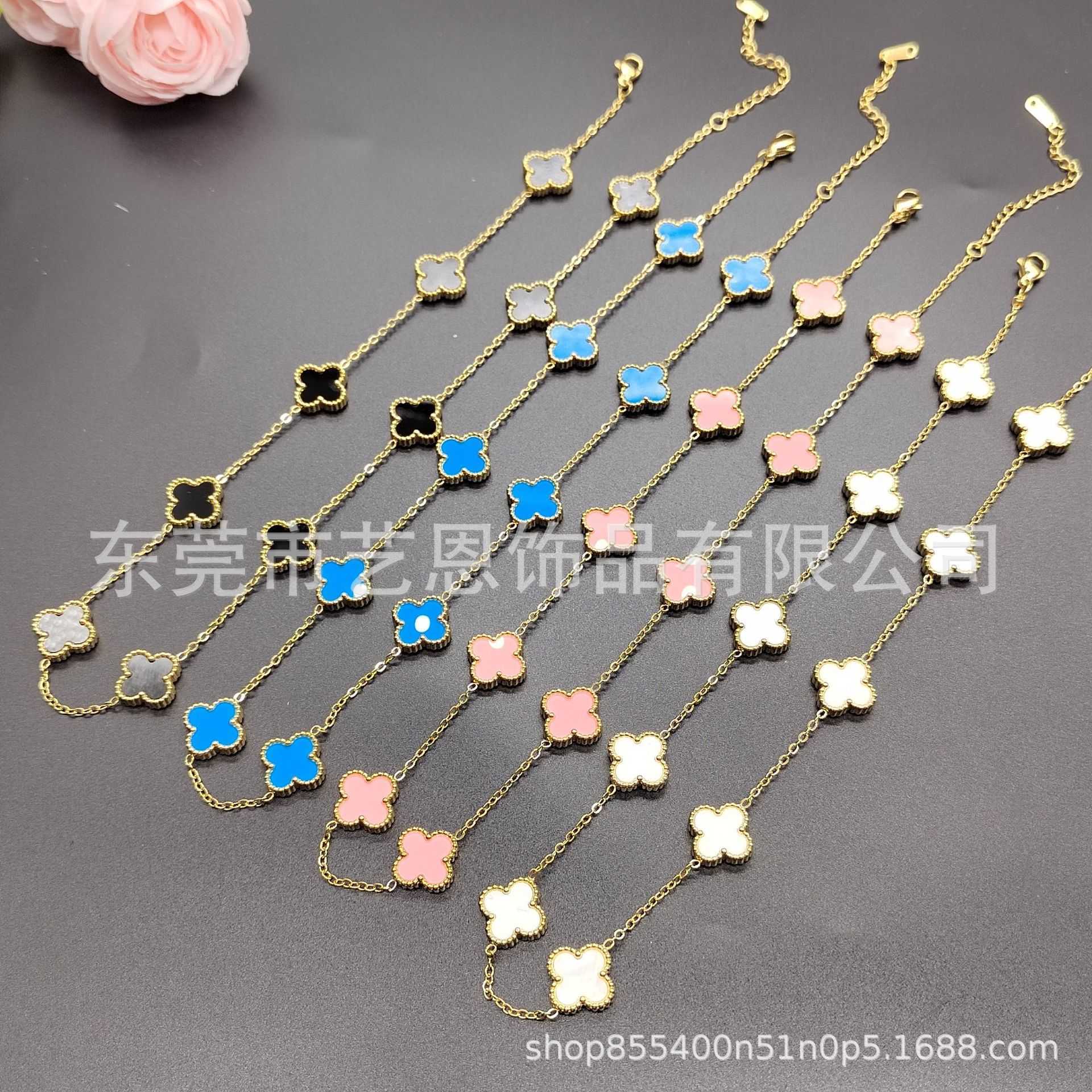 Designer hanger ketting Sweet Love Vanca Jade Clover Double Faced Fritillaria tien bloemen ketting voor dames Veelzijdige High End Lucky Grass Collar Chain 4454