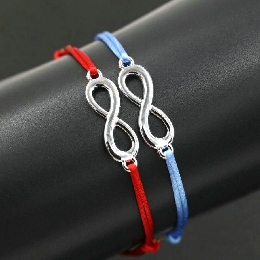 Bracelets de charme BPPCCR / set Lucky Digital 8 Infinity Corde Rouge Corde Fil Tresse Lignes Colorées Femmes Amoureux Pulseira Jewelry258N