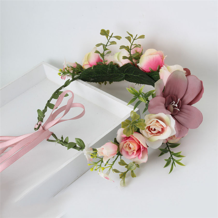 Handgemaakte verstelbare bloemkrans Hoofdband Halo Floral Crown Crown Headpiece Wedding Festival Party 2452