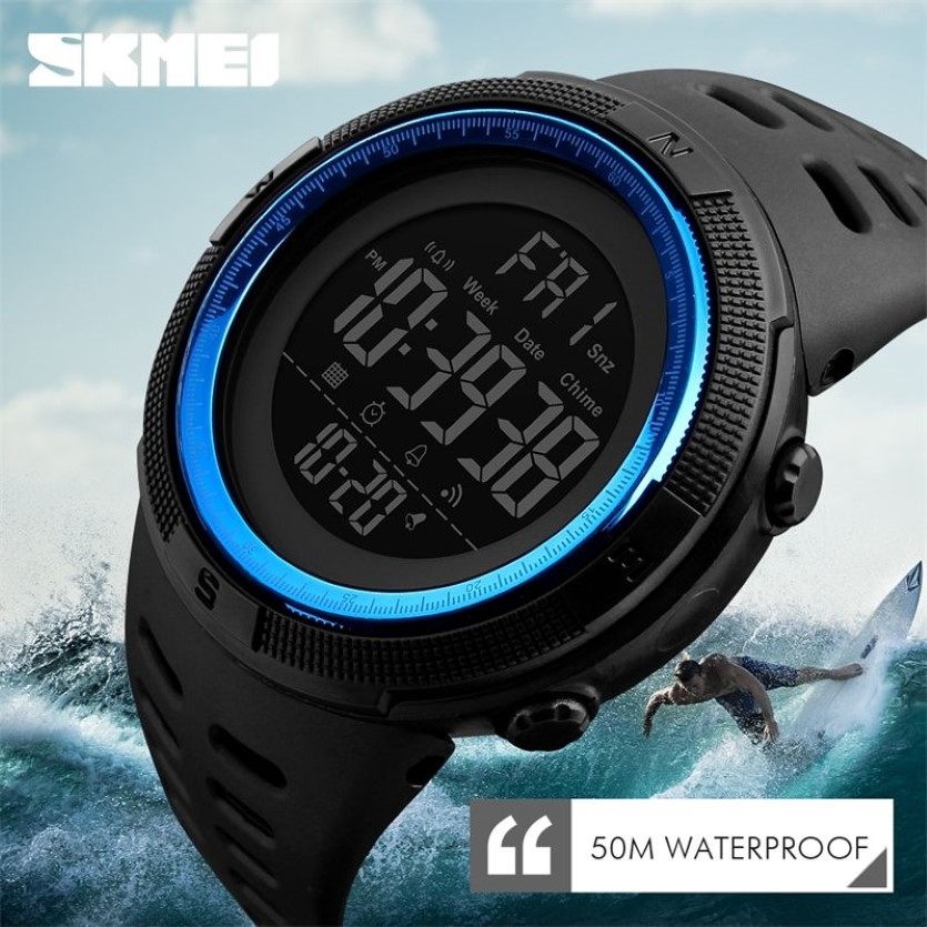 Skmei Waterproof Mens Watches New Fashion Casual LED Digital Outdoor Sports Watch Men Multifunction Student Wrist Watches 201204200v