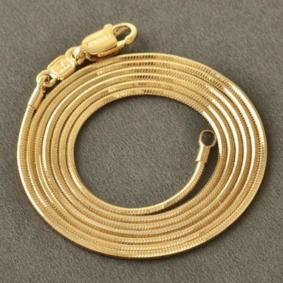 Collana lunga da uomo in corda da uomo placcata oro 14k con catena da 1 mm 24in279S