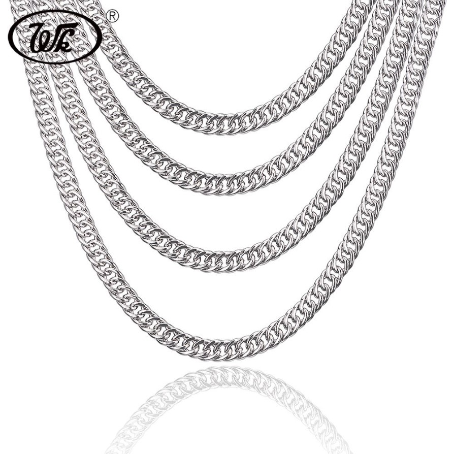 WK Echt 925 Sterling Zilver Cubaanse Curb Mannen Ketting Hip Hop Rapper Heren Kettingen 4MM 5MM 6MM 7MM 18 20 22 Inch W9 NM0033156