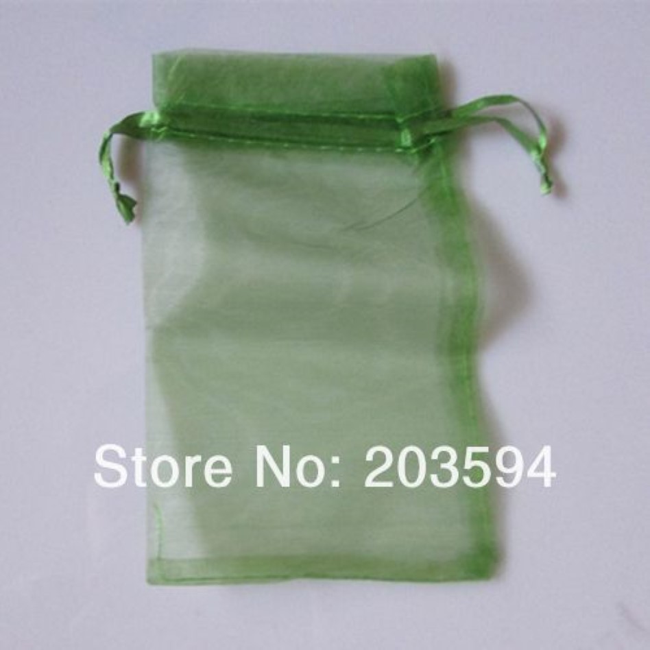 Lote de 500 Uds. De bolsas de Organza dibujables para embalaje de joyas de Color verde oscuro, bolsas de regalo de boda de 7x9cm, 186w