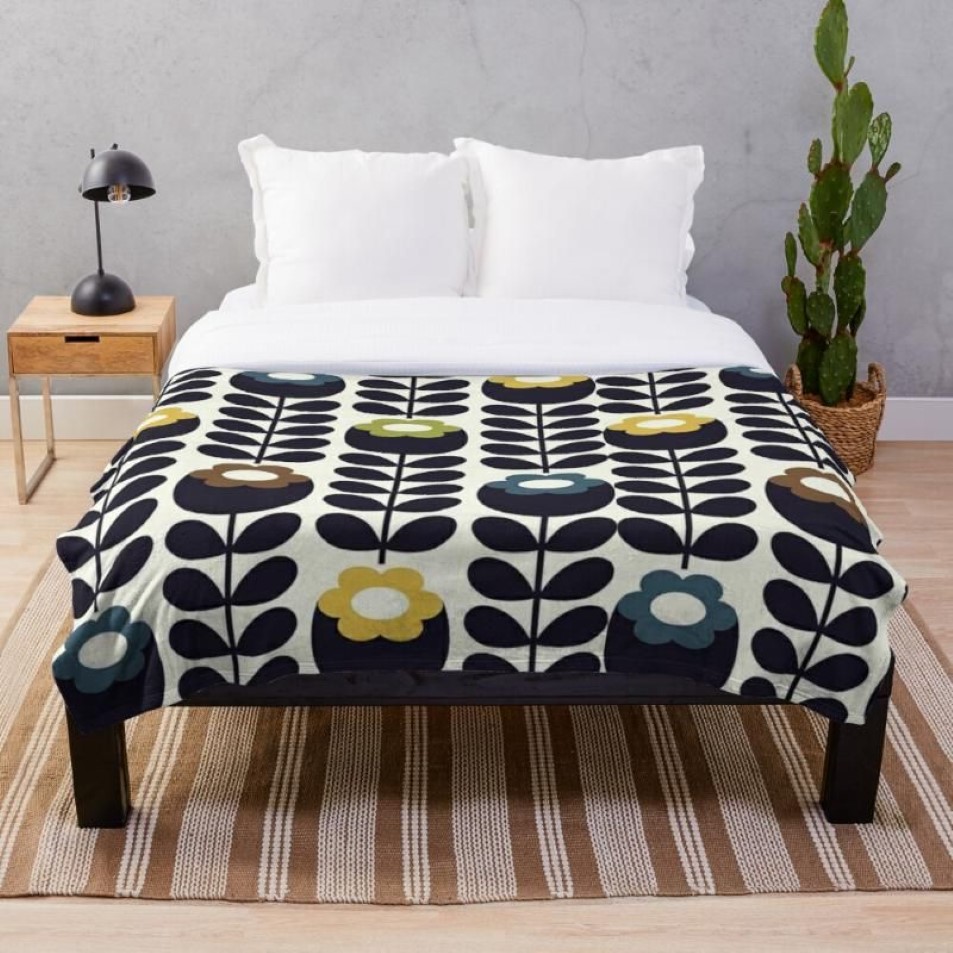 毛布Orla Kiely Flowersデザインスローブランケットクリエイティブな印刷ソフトバス旅行用の4シーズンの屋外BedSpread284d