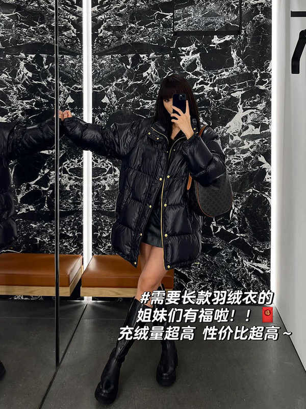 Women's Down Designer Brand CE Home's 2023 Winter New Triumphal Mid Length Lead Black Goose Duck Warm Special South Oil