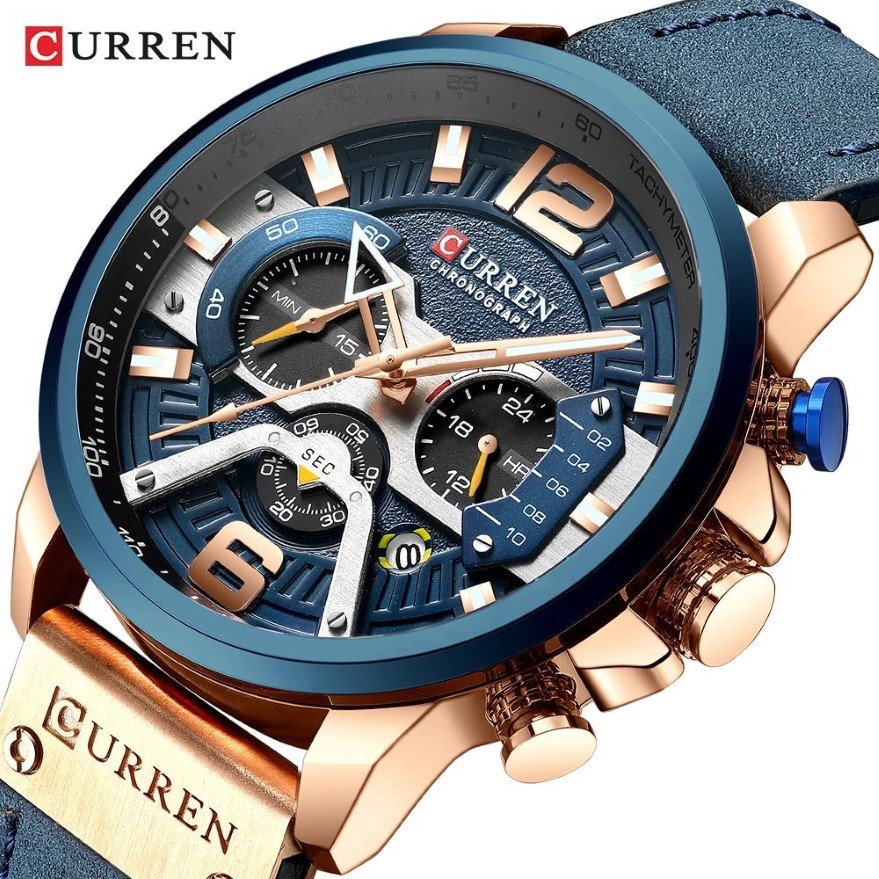 Relojes deportivos casuales CURREN para hombres, relojes de pulsera de Cuero militar de lujo de primeras marcas, reloj de pulsera para hombre, reloj de pulsera cronógrafo de moda 8329198Z