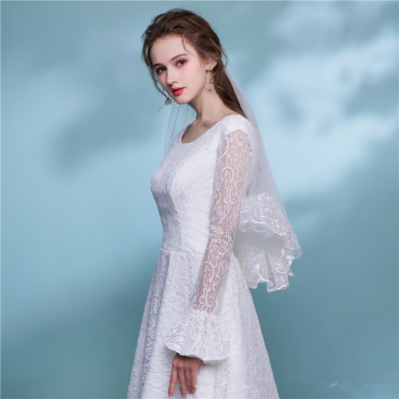 Wholesale Top Quality Short Lace One Layer Ivory Bride Veil with comb 2456