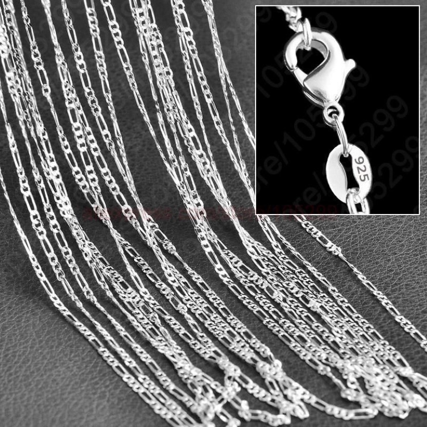 10 stuks veel 2 mm Figaro ketting 925 sterling zilveren sieraden ketting kettingen met kreeft sluitingen maat 16 18 20 22 24 26 28 30 Inch196Z