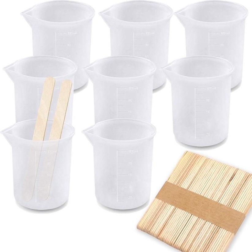 Tasses 58 pièces Kit d'outils de tasses de mélange en silicone 100 ml mesurant antiadhésif pour résine 252C