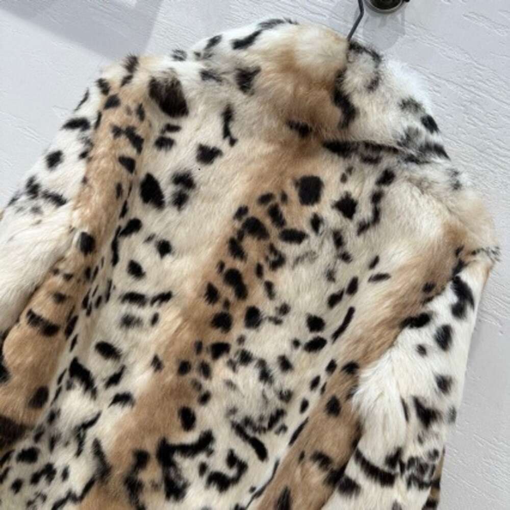 Bajia Haining2023 New Winter Little Rex Rabbit Leopard Pattern Stuit LeatherとFur Integrated Coat for Women 187033