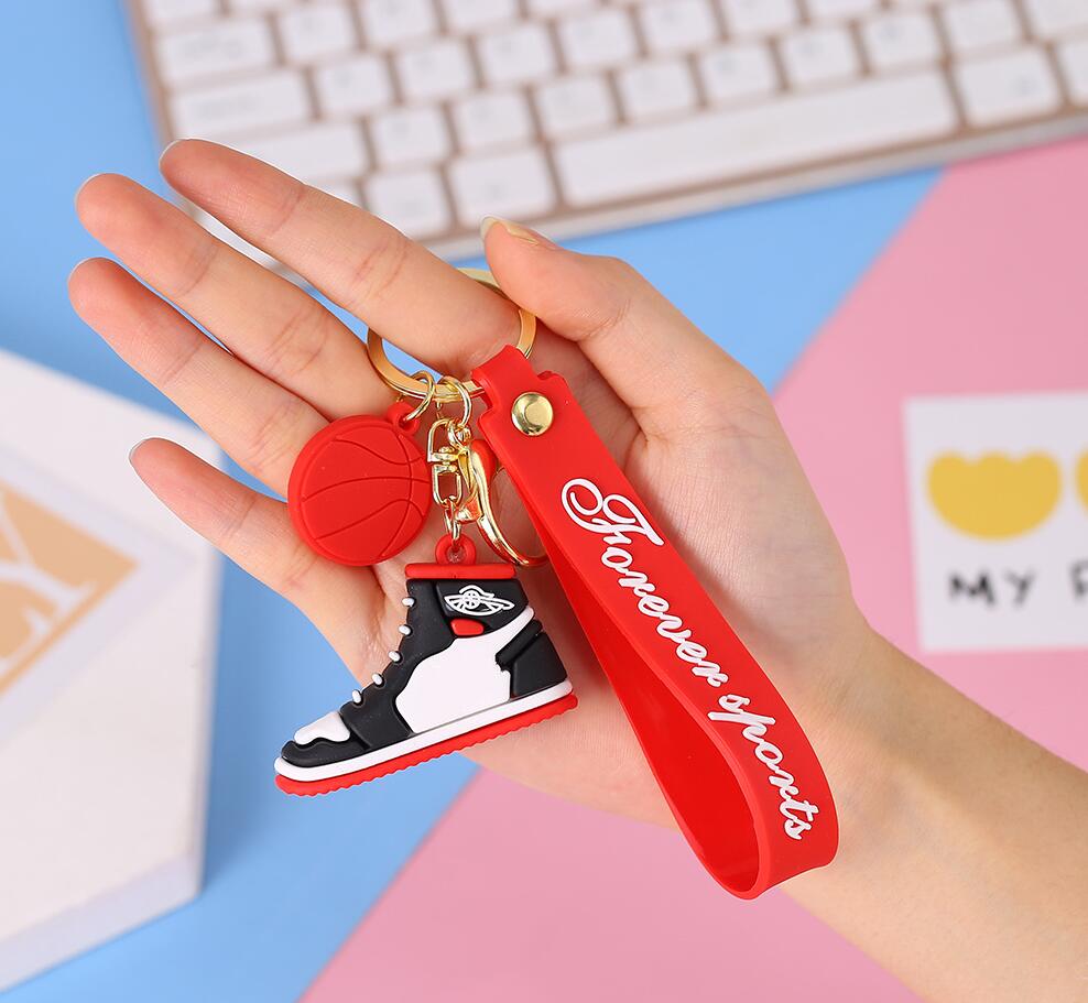 Creative Sneakers Keychains Pendant Three-dimensional Mini Sports Shoes Keychain Fashion Bag Car PVC Soft Rubber Key Rings Accessories In Bulk