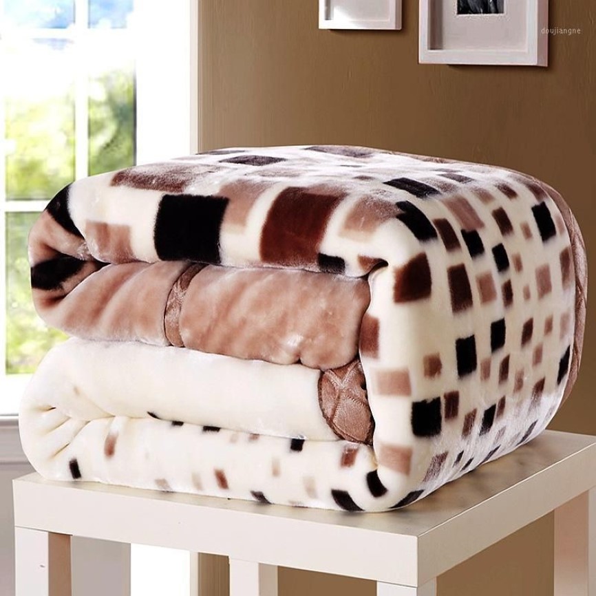 Zachte Winter Quilt Deken Voor Bed Gedrukt Raschel Mink Gooi Twin Queen Size Enkel Dubbel Bed Pluizig Warm Vet dikke Dekens1211Z