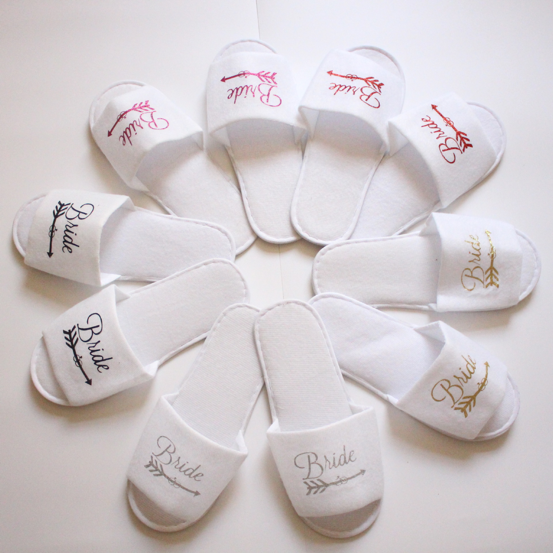 في المخزون المفتوح إصبع القدم سبا Slippers White Spa Hotel Slippers Women's Bridal Slide Slide Slide 2429