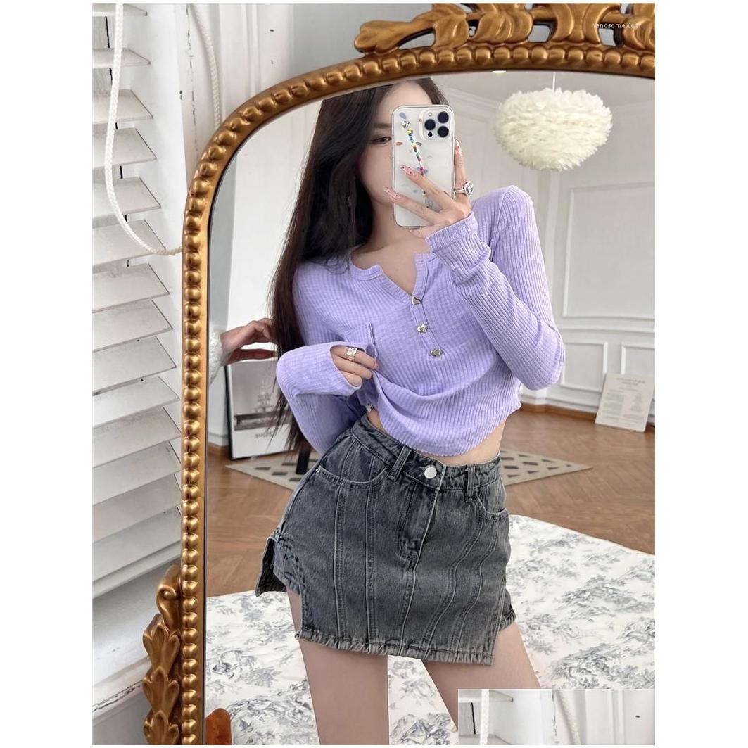 WomenS Shorts Irregar Denim Shorts Rok Dames Lente en zomer Hoge taille Heupbroek Retro Fried Street A-lijn Drop Delivery Verschijnen