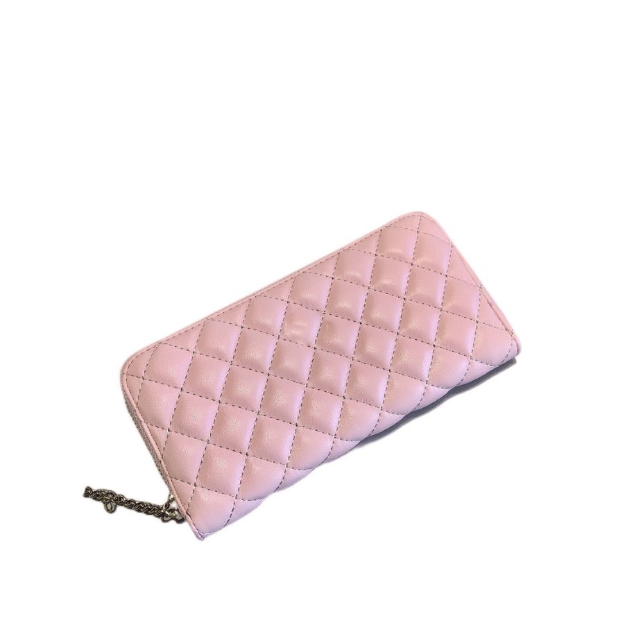 Mode femmes portefeuille pochette motif rose en cuir véritable fermeture à glissière unique portefeuilles zippés dame dames long sac à main classique avec orange b279Q