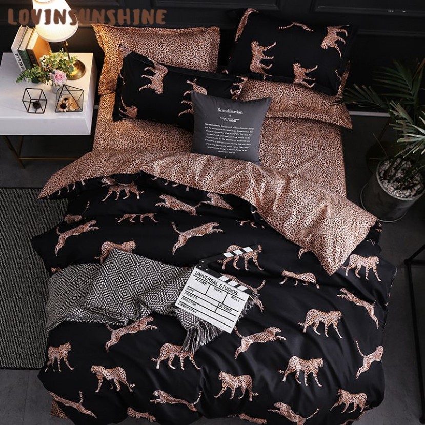 LOVINSUNSHINE Copripiumino King Size Queen Size Set consolatore Set biancheria da letto con stampa leopardata AB # 196 Y200111188I