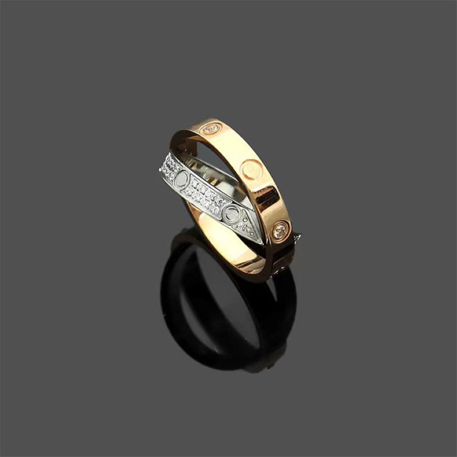 Brand New Cross Crystal Love Ring Fashion Couple Rings For Men And Women High Quality 316L Titanium Designer Rings Jewelry Gifts296L